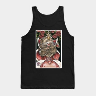 Queen of Hearts Ferret - White Outlined Version Tank Top